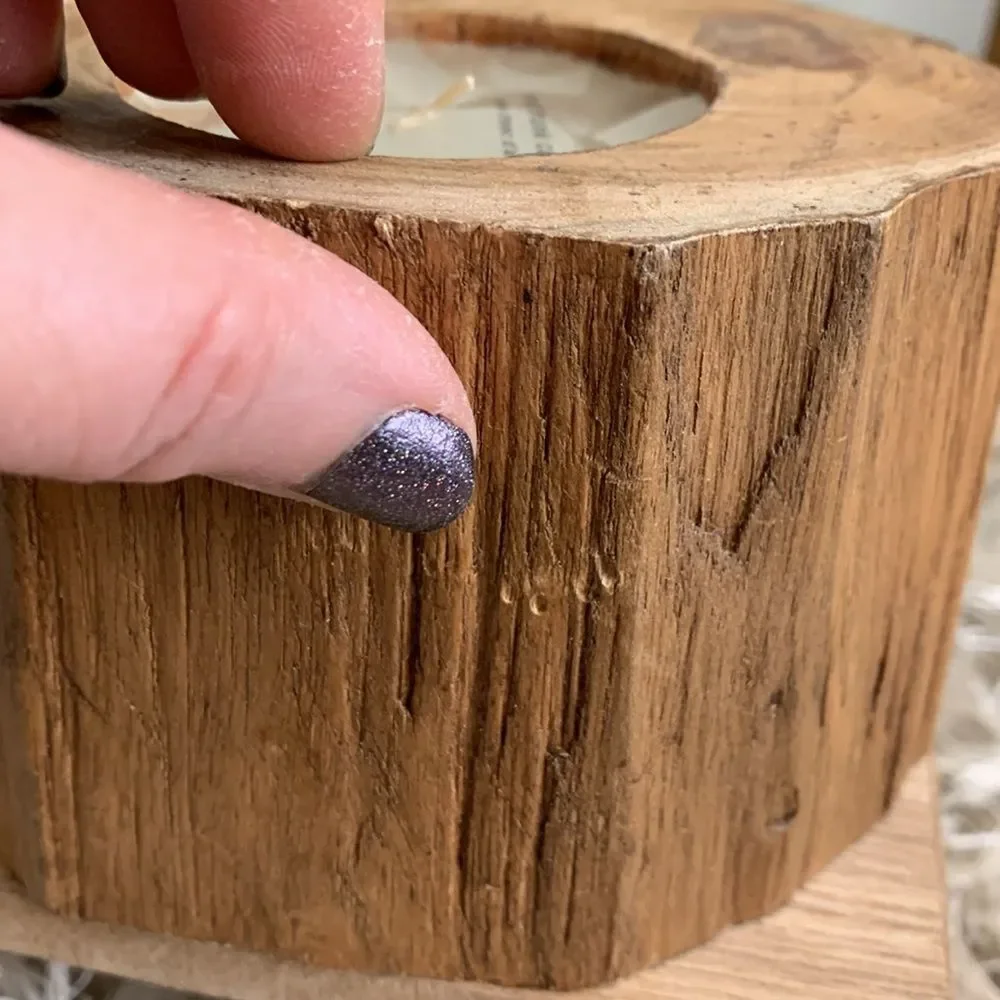 Pottery Barn Wooden Small Filled Trunk Candle For Rustic Farm Cabin Decor